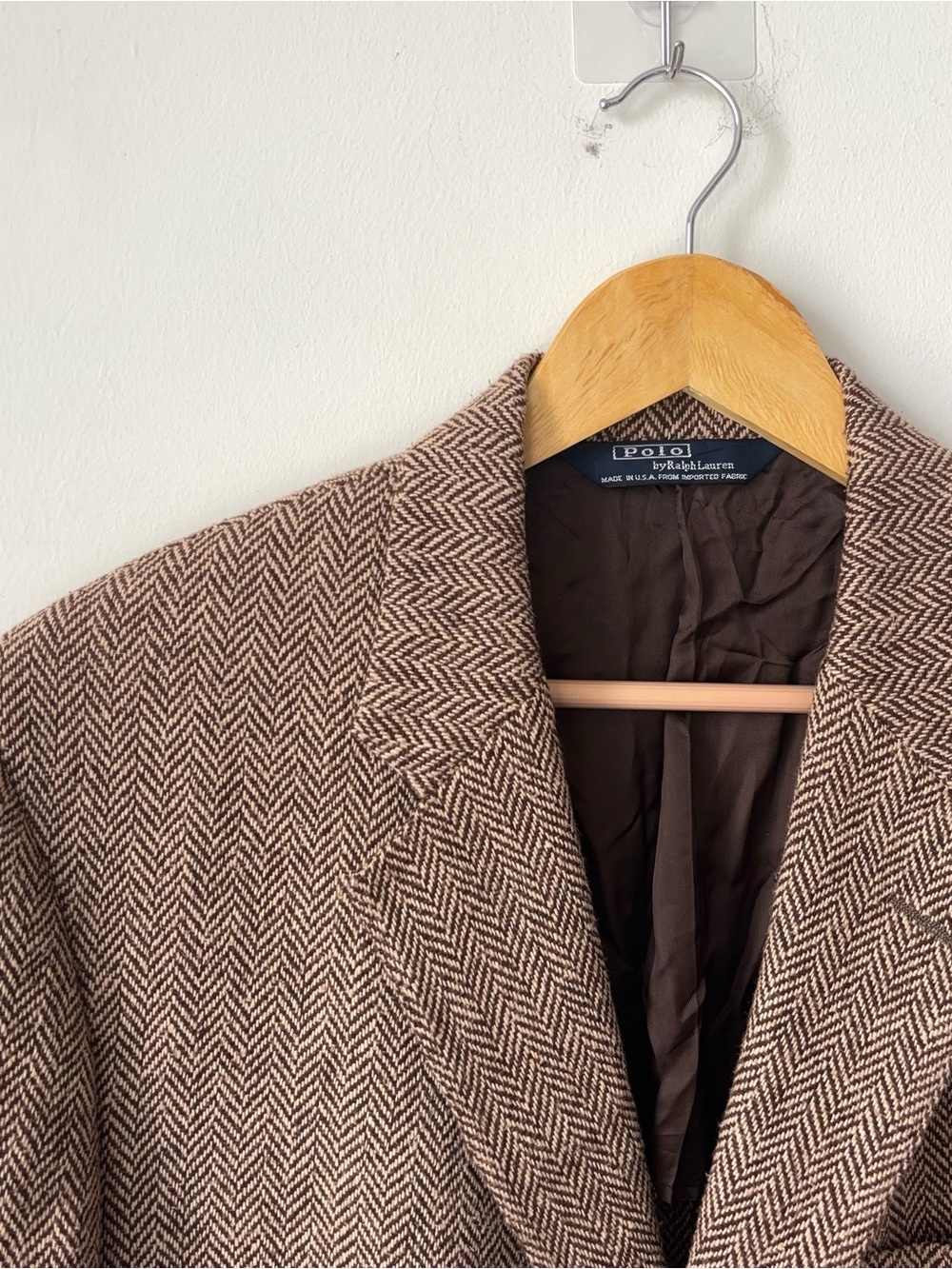 Vintage Polo Ralph Lauren Herringbone Blazer Size 40L Heavyweight Cotton Union